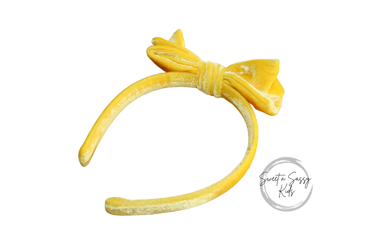 Golden Yellow Velvet Bow Headband