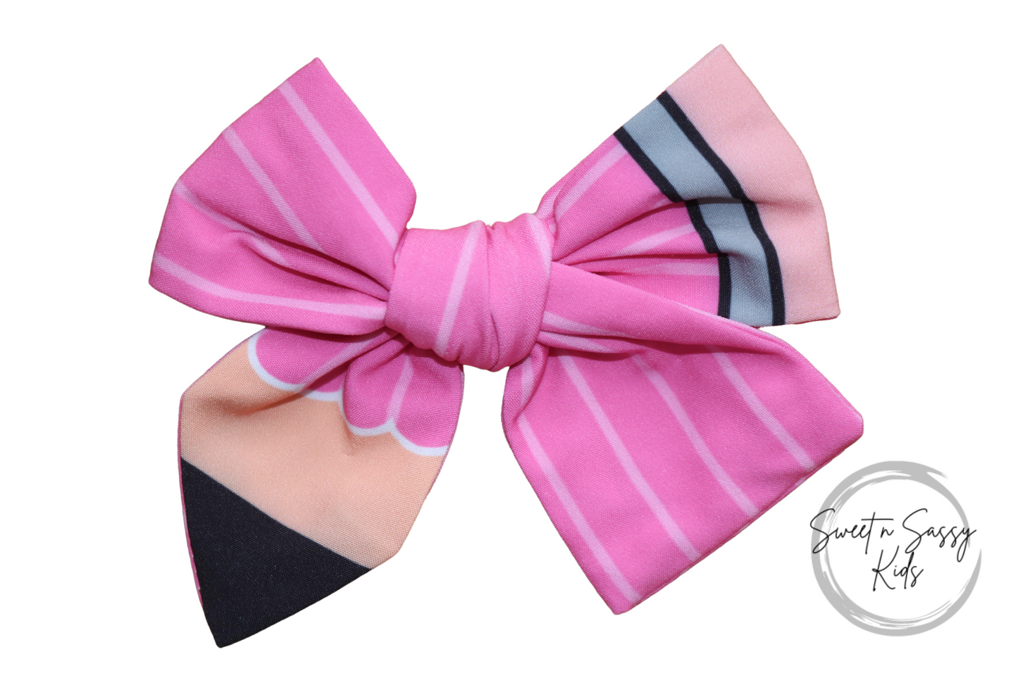Pink Pencil Hair Bow or Headband, 4.5 inch