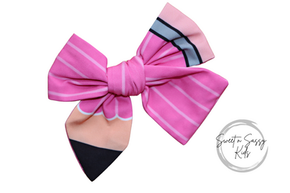 Pink Pencil Hair Bow or Headband, 4.5 inch