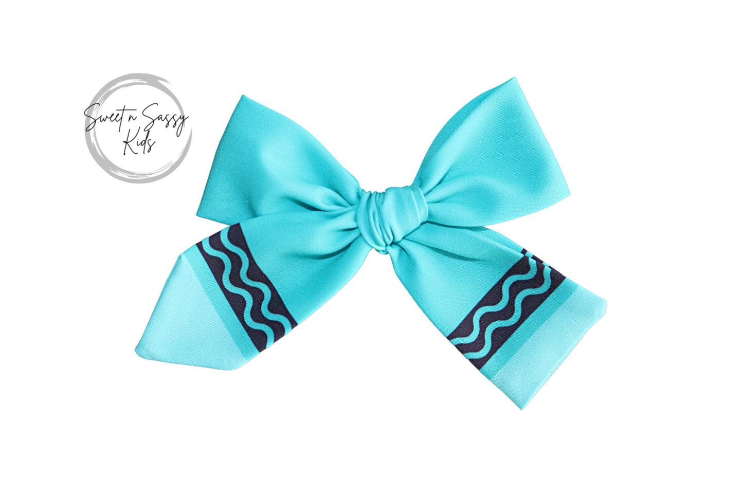 Green Crayon Hair Bow or Headband, 4.5 inch