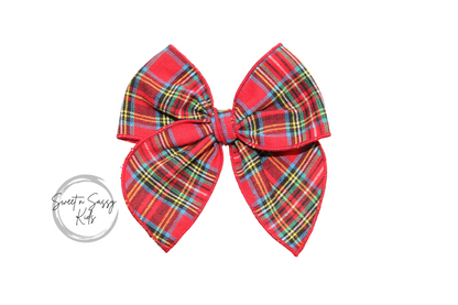 Red Tartan Plaid Fable Bow, 4 inch