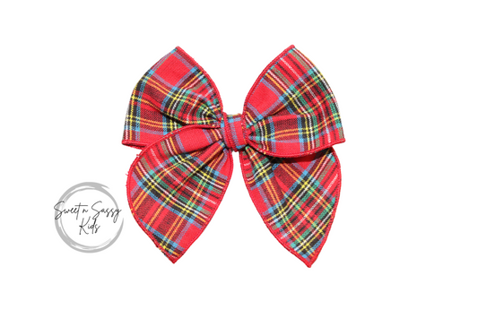 Red Tartan Plaid Fable Bow, 4 inch