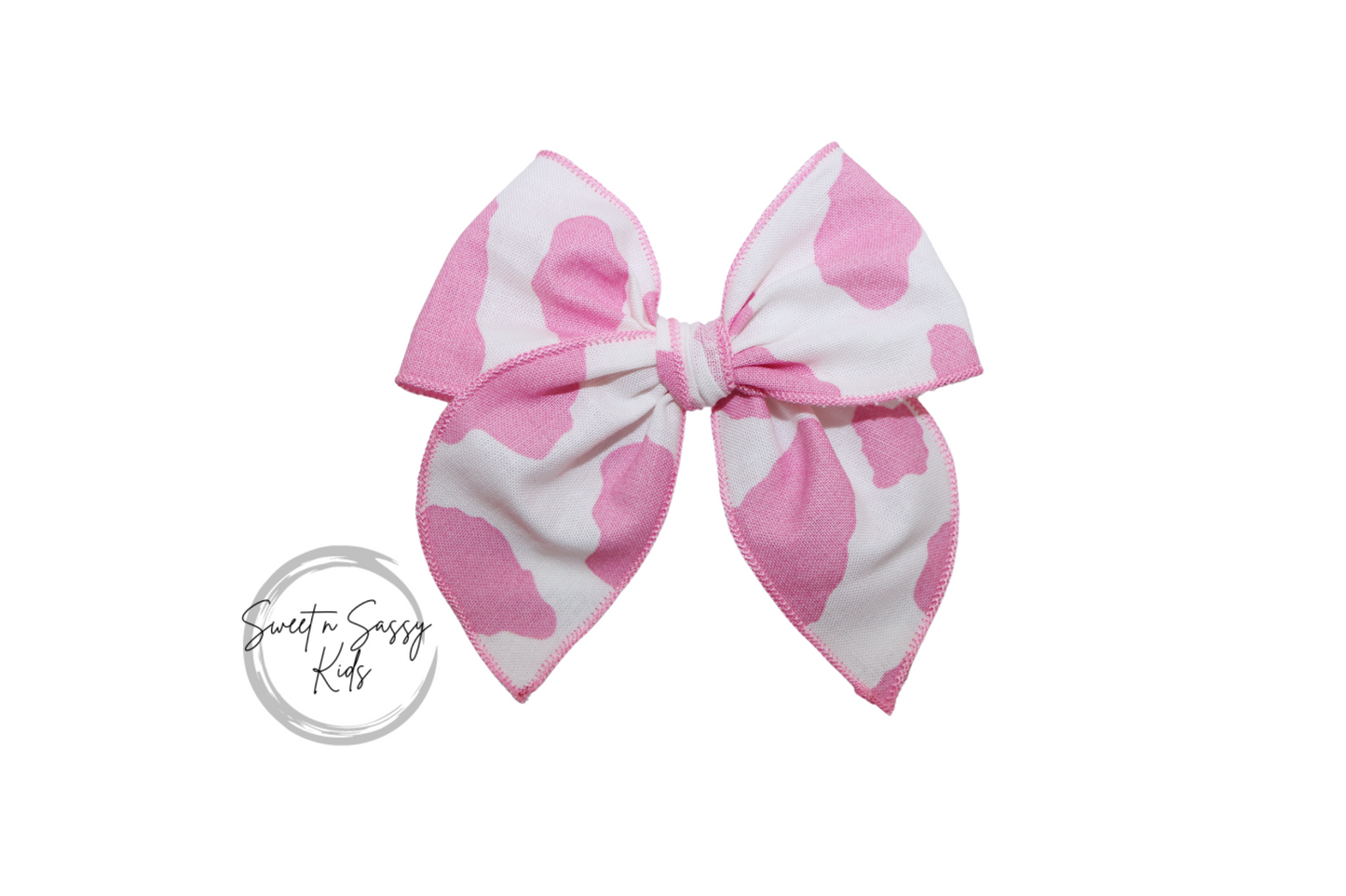 Pink Cow Print Hair Bow, 4 inch