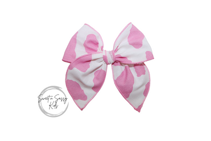 Pink Cow Print Hair Bow, 4 inch