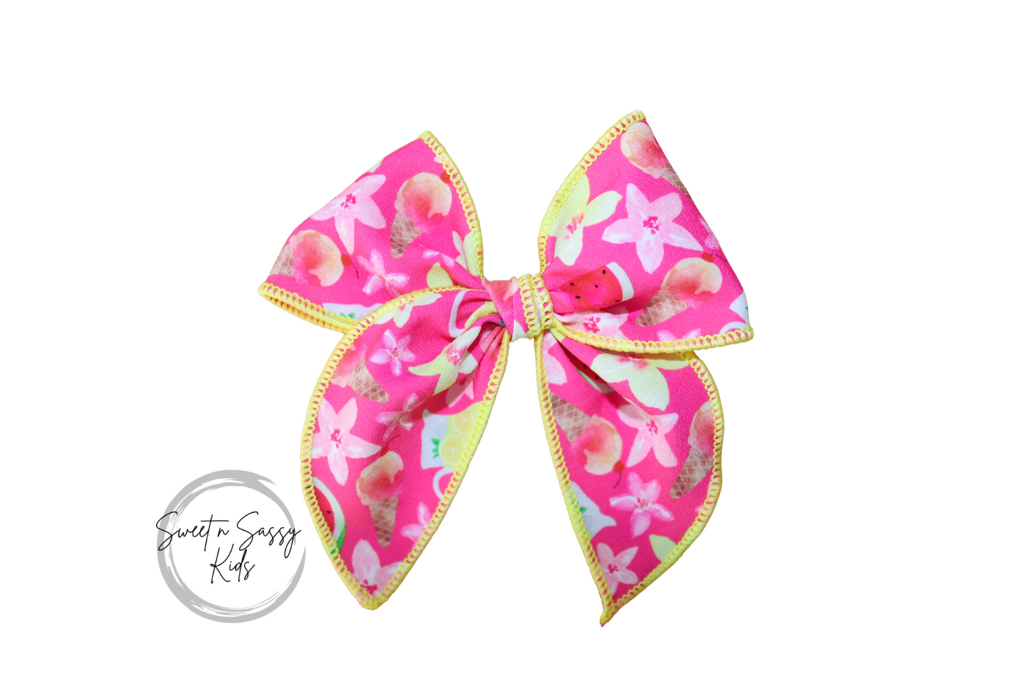 Ice Cream Cone Hair Bow, 4 inch
