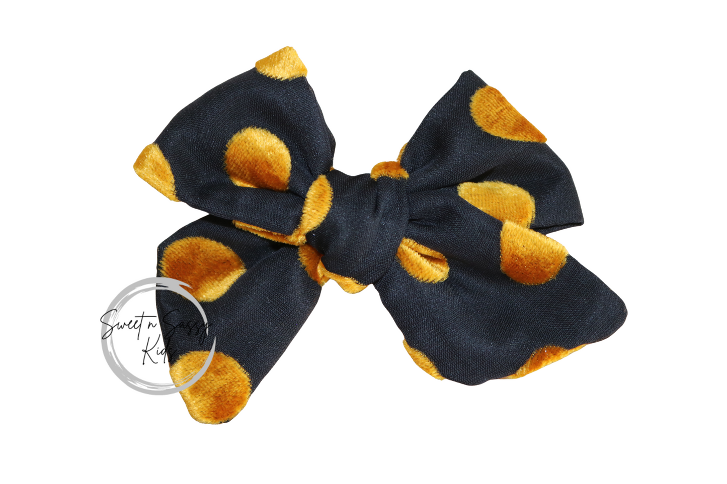 Velvet Dot Pinwheel Bow, 3.5 inch