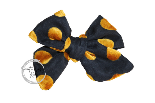 Velvet Dot Pinwheel Bow, 3.5 inch