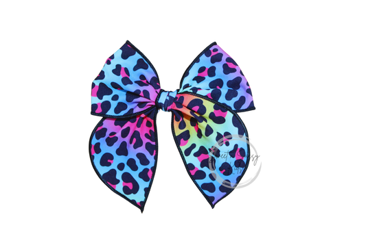 Rainbow Leopard Hair Bow, 4.5 inch