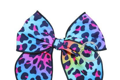 Rainbow Leopard Hair Bow, 4.5 inch