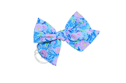 Preppy Pink Floral Hair Bow or Headband, 4.5 inch