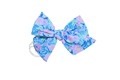 Preppy Pink Floral Hair Bow or Headband, 4.5 inch