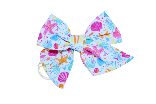 Preppy Seashells Hair Bow or Headband, 4.5 inch