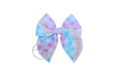 Pastel Checkered Mouse Fable Bow, 4.5 inch