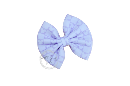 Lavender Checkered Mouse Bow, 4 inch