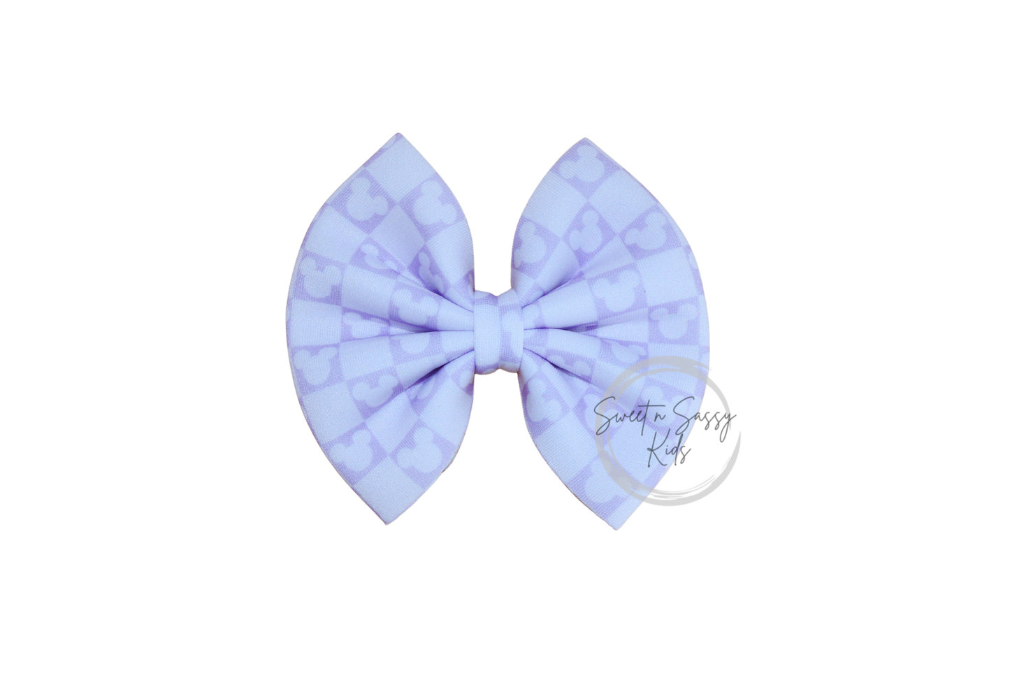 Lavender Checkered Mouse Bow, 4 inch