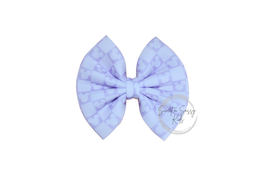 Lavender Checkered Mouse Bow, 4 inch