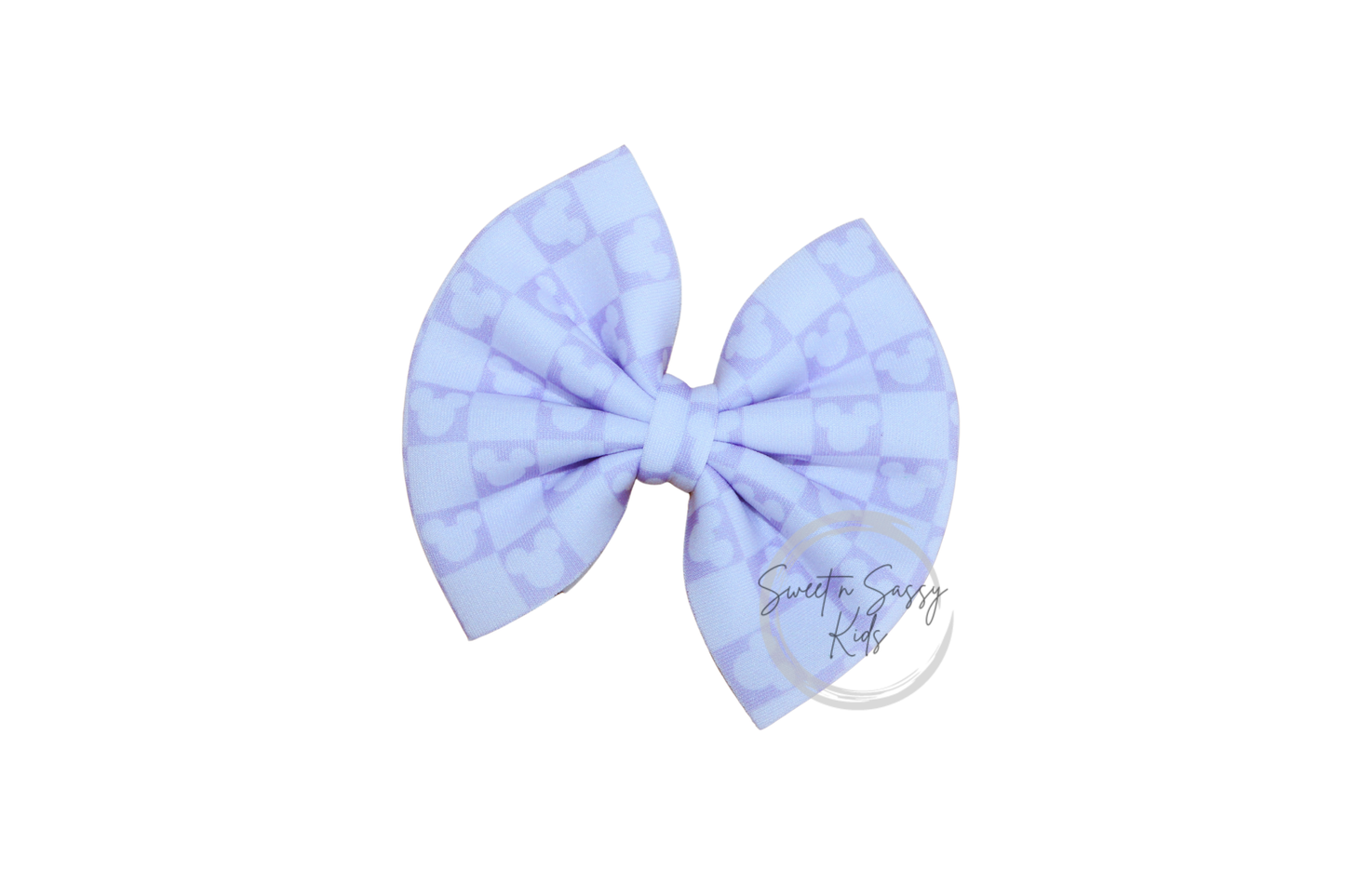 Lavender Checkered Mouse Bow, 4 inch