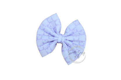 Lavender Checkered Mouse Bow, 4 inch