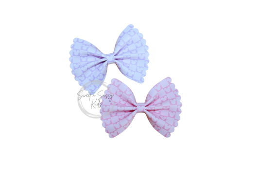 Checkered Mouse Faux Leather Bow, 3.5 inch