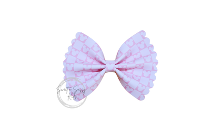 Checkered Mouse Faux Leather Bow, 3.5 inch