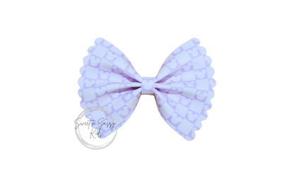 Checkered Mouse Faux Leather Bow, 3.5 inch