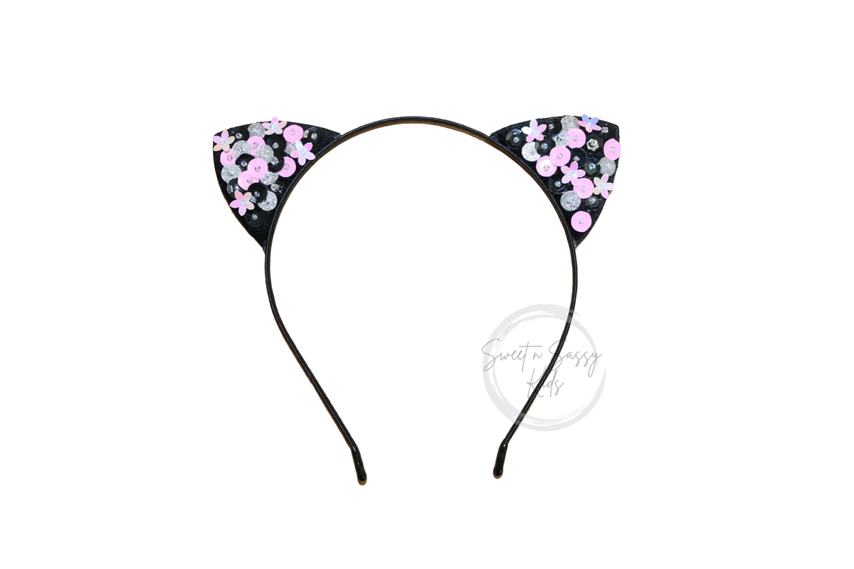 Sequin Cat Ear Headband, Pink