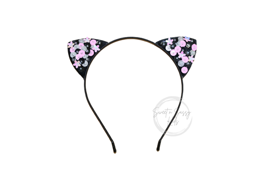 Sequin Cat Ear Headband, Pink