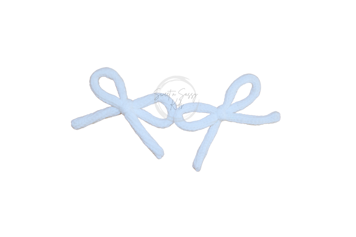 White Knit Hair Bow