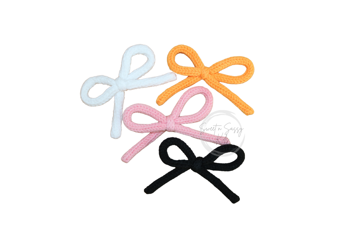 Orange Knit Hair Bow