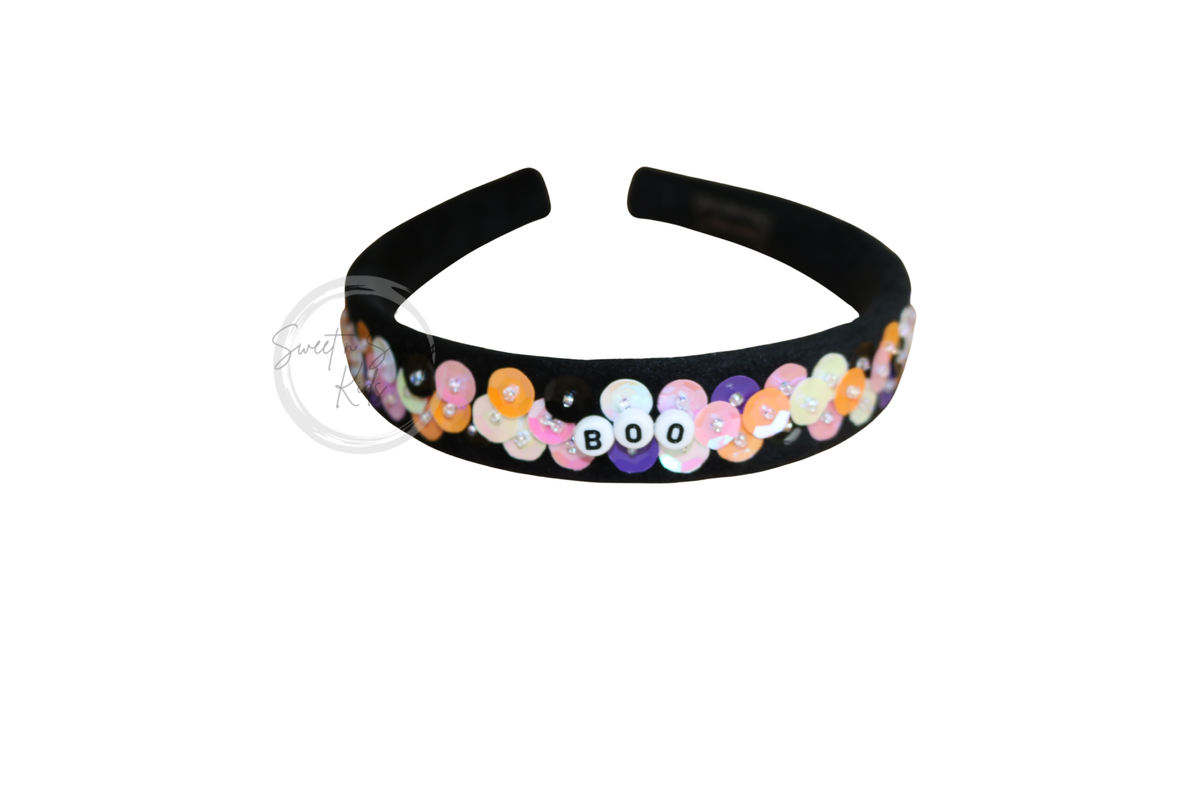 Black Velvet Sequin Headband, Halloween