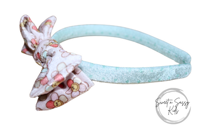 Happy Face Daisy, Velvet Bow Headband