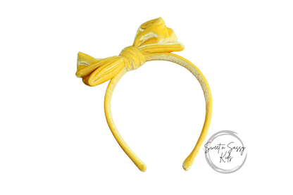 Golden Yellow Velvet Bow Headband