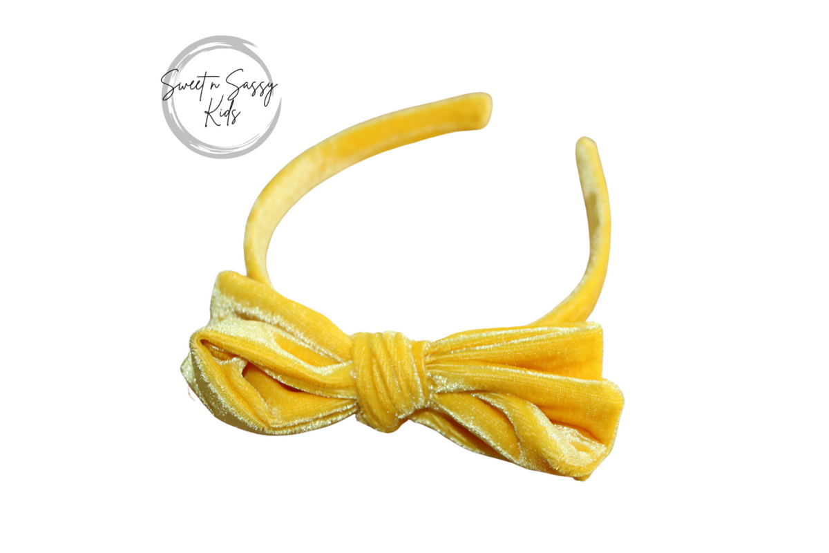 Golden Yellow Velvet Bow Headband
