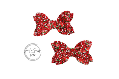 Red Glitter Watermelon Pigtail Set