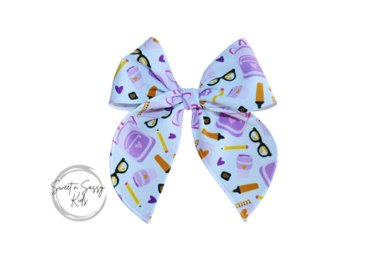 Purple School Supplies Fable Bow, 4.5 inch