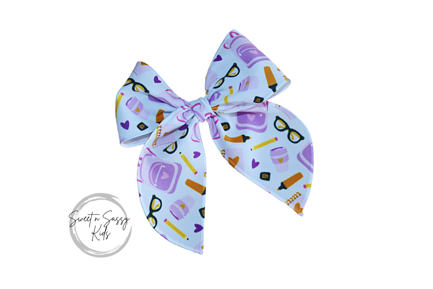 Purple School Supplies Fable Bow, 4.5 inch