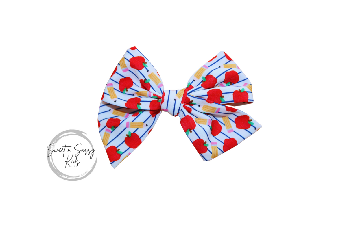 Apple Hair Bow, 4.5 inch