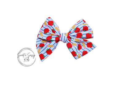 Apple Hair Bow, 4.5 inch