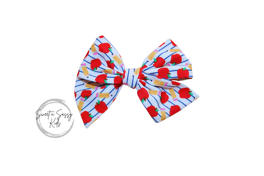 Apple Hair Bow, 4.5 inch