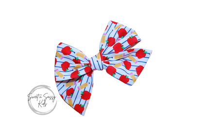 Apple Hair Bow, 4.5 inch