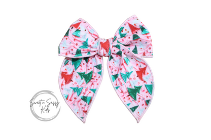 Christmas Trees Fable Bow, Pink
