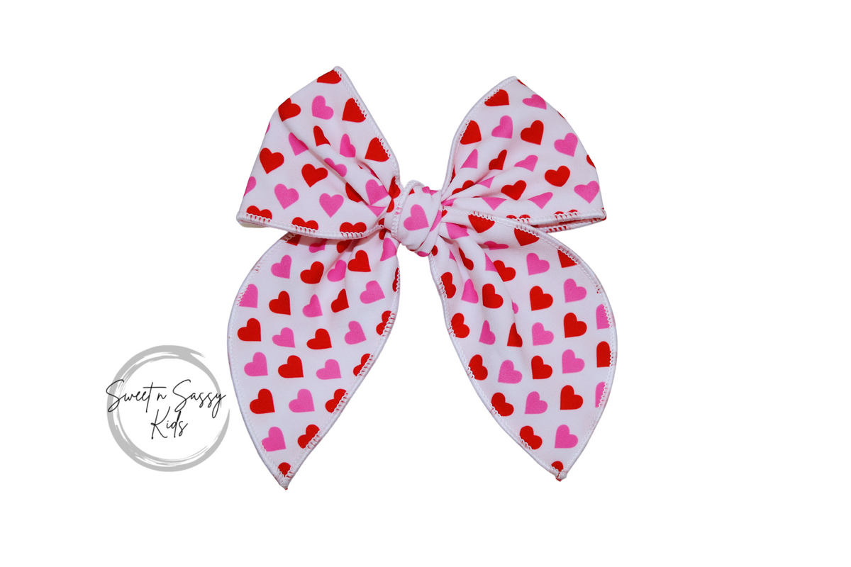 Pink and Red Hearts Bow
