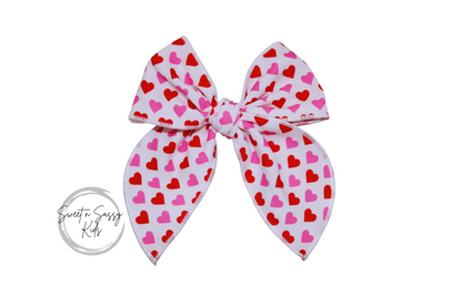 Pink and Red Hearts Bow