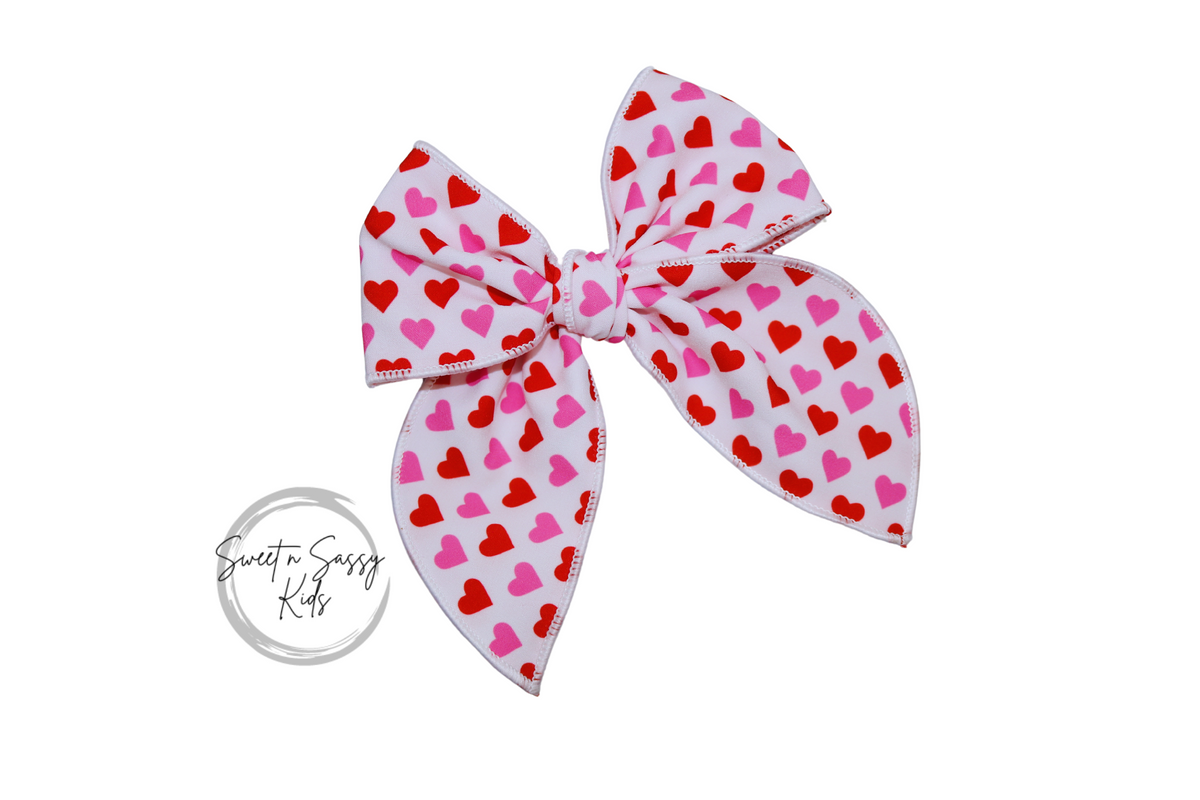 Pink and Red Hearts Bow
