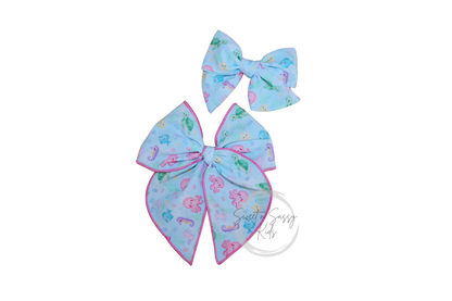 Pastel Ocean Animals Pinwheel Bow, 4.5 inch, Baby Aquarium Headband