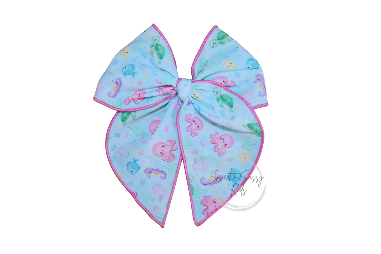 Pastel Ocean Animals Fable Bow, 5.5 inch