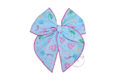 Pastel Ocean Animals Fable Bow, 5.5 inch