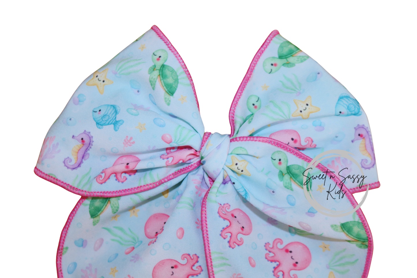 Pastel Ocean Animals Fable Bow, 5.5 inch
