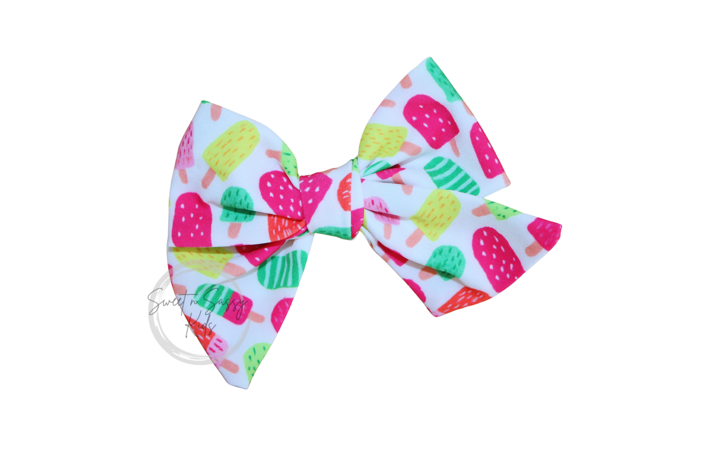 Bright Neon Popsicle Pinwheel Bow, Summer Headband, 4.5 inch