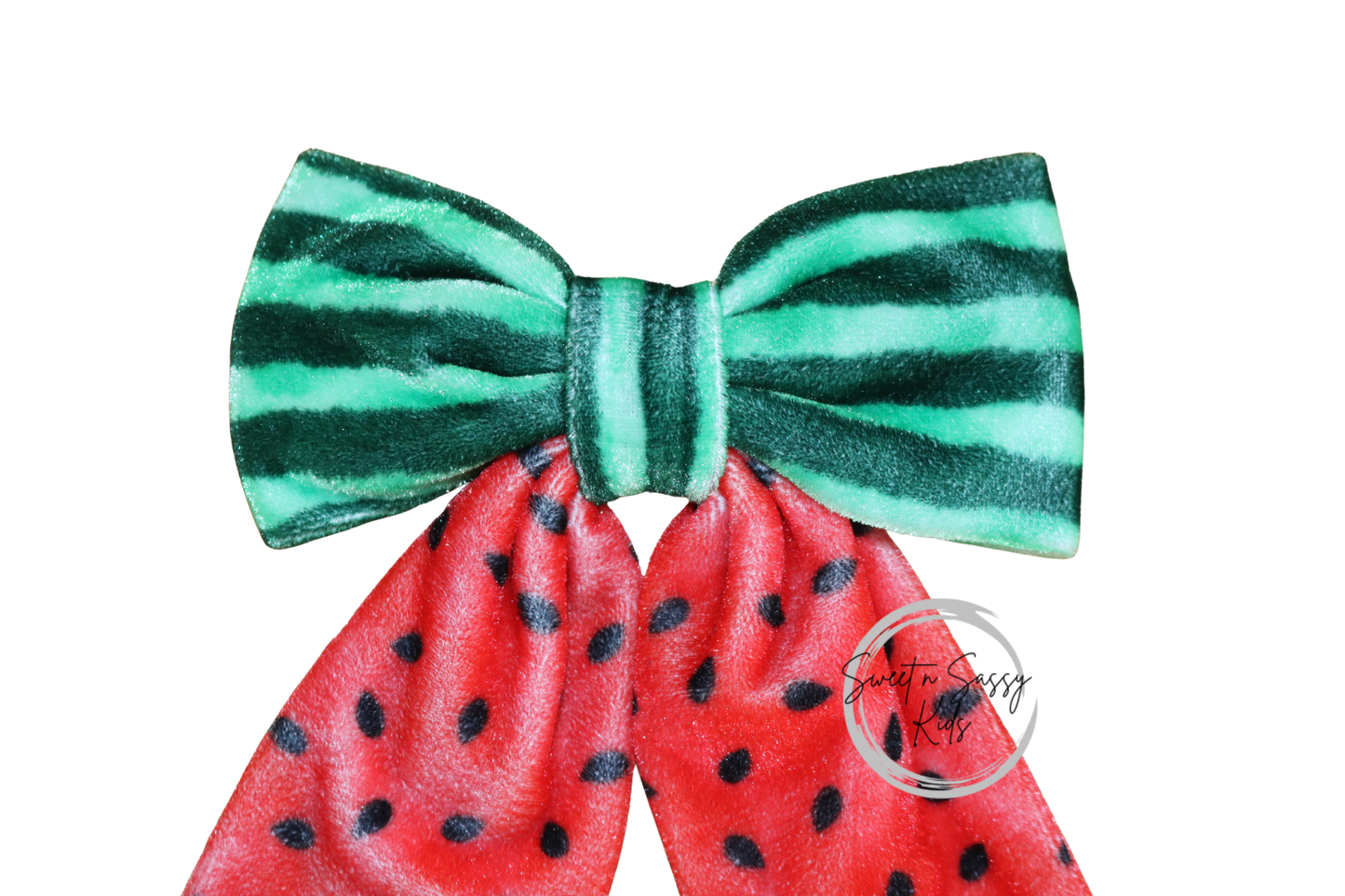 Watermelon Velvet Sailor Bow